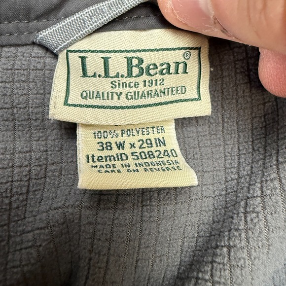 LL Bean Pants Mens 38x29 Gray Water Resistant Cresta Hiking Fleece Lined Cargo - Picture 3 of 9